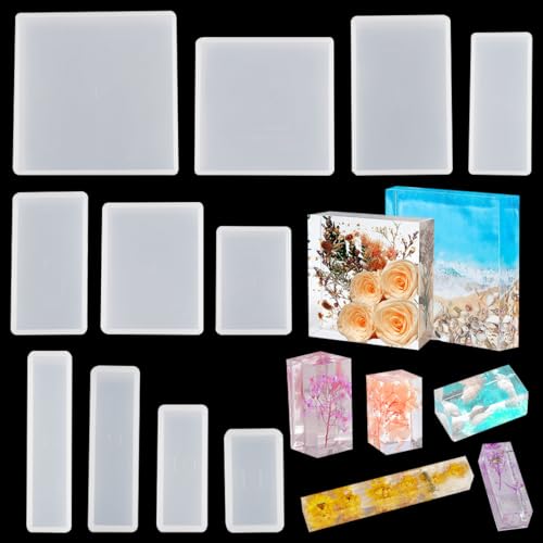 DIYBravo 11 Stücke Würfel Silikonformen Epoxidharz Gießform Rechteckige Resin Würfel Silikonformen Cube Quadrat Epoxy Formen Würfeln Ornamente Harz Resin Moulds für Handwerk, Geschenk von DIYBravo