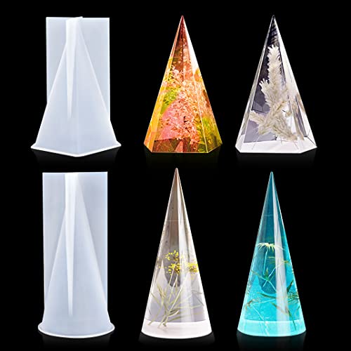 DIYBravo 2 Stück Pyramide Epoxidharz Silikonform Größ für Ringhalter Weihnachtsbaum Ornament Resin Formen 3D Würfel Formen Harz Schmuckhalter von DIYBravo