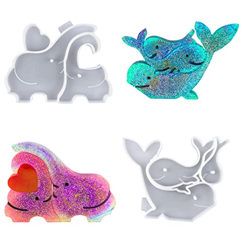 DIYBravo 2 Stück Silikonformen Epoxidharz Elefant Delfin Kunstharz Formen Geformt Dekorationen Gießform Ornament Silikonform für DIY Handwerk Geschenk (Elefant und Delfin) von DIYBravo