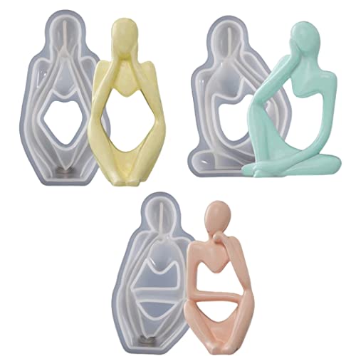 DIYBravo 3 Stücke Denker Silikonformen Epoxidharz Formen Figur Resin Formen Set Körper Gießform Gussform für Büro Zuhause Auto Dekor Ornament von DIYBravo