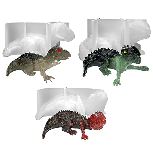 DIYBravo 3 Stücke Dinosaurier Epoxidformen UV Resin Formen 3D Silikon Epoxidharz Tier Drache Gießform Harz Formen für Wand Dekorationen Ornament Büro Dekor von DIYBravo