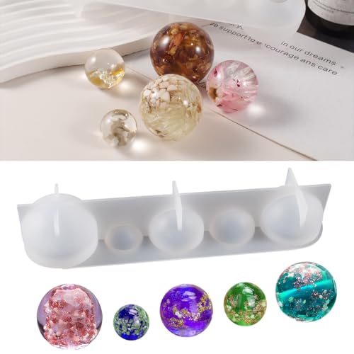 DIYBravo 3D Kugel Harz Formen Kleine Kugel Schmuck Herstellung Gießform Sphere Resin Mold Silikonform Epoxidharz für DIY Ohrringe Halskette Anhänger Deko (1 Stücke) von DIYBravo