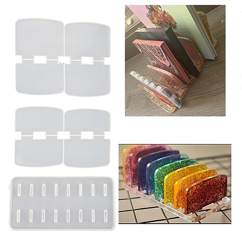 DIYBravo Silikonform Epoxidharz Kleines Buch Bürodatei Regal Organizer 7 Schichten Lidschattenbox Tablett für DIY Epoxy Resin Makeup Decoration von DIYBravo