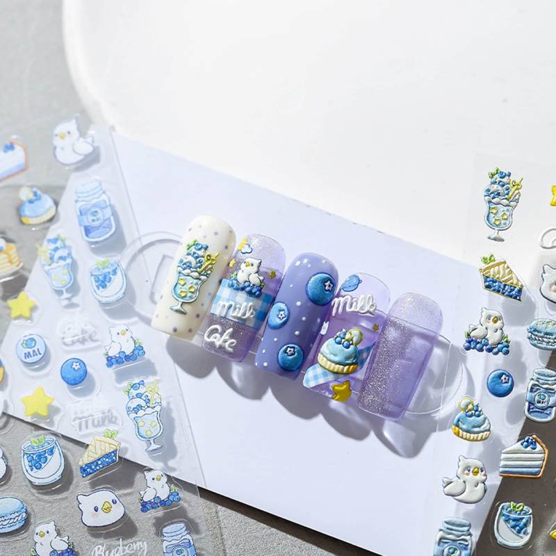 Blaubeertorte Nagelaufkleber, Nageldesigner Aufkleber, Nail Art Kawaii Nägel, Diy Nägel von DIYDesignerArt