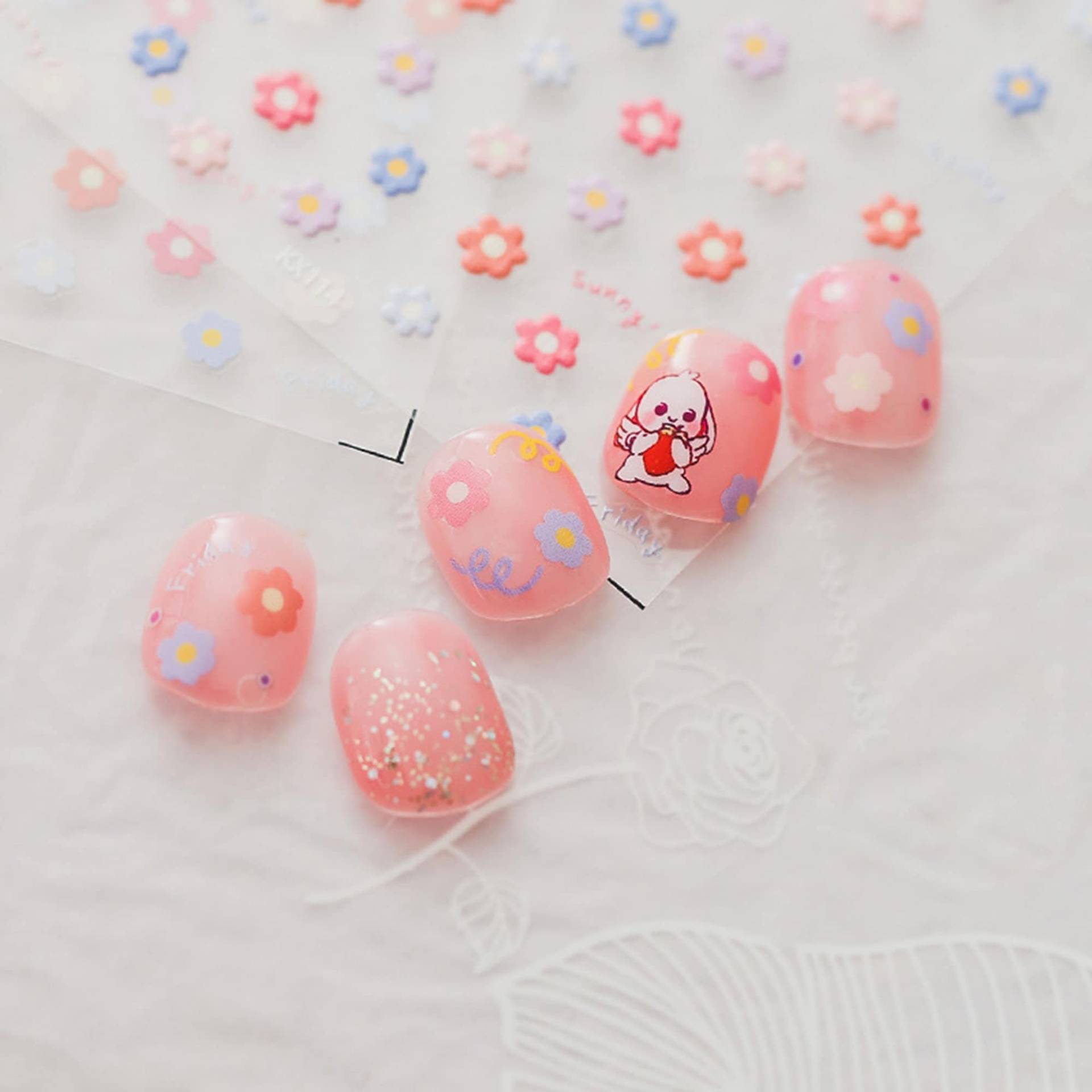 Blumen Nagel Aufkleber, Nagelabziehbilder Kunst, Süsse Nagelsticker, Kawaii 5D Prägung, Diy Nägel von DIYDesignerArt