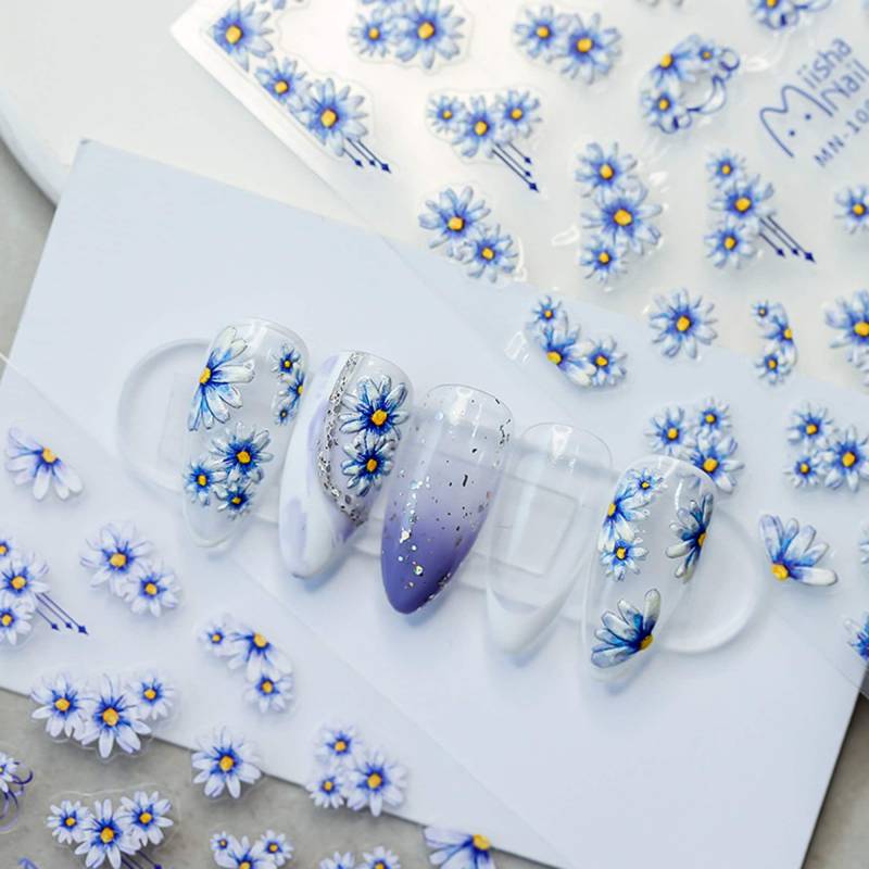 Blumen Nagel Aufkleber, Zierliche Blaue 3D Nägel, 5D Diy Nägel von DIYDesignerArt