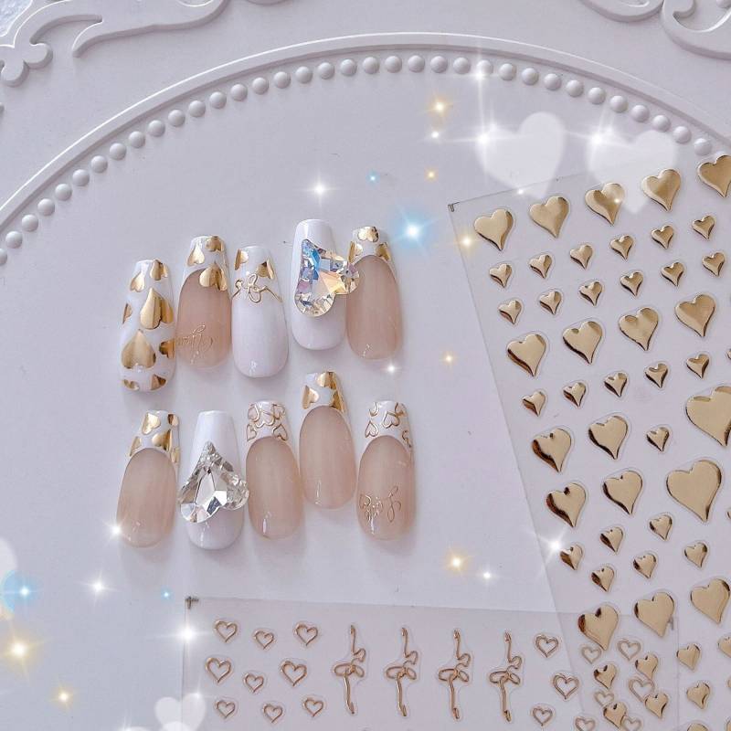 Gold Herz Nagel Aufkleber, Nail Art Sticker, Diy Nägel, Maniküre Sticker von DIYDesignerArt