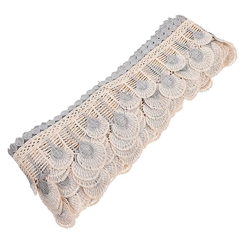 1 Rolle Gardinenspitze Fransenbesatz mit Quaste Satinband Sackleinen Bausatz Spitzenband hochzeitsdeko wedding decoration Tüll Spitzenbesatz Vintage-Volantbesatz Polyestergarn Grey DIYEAH von DIYEAH