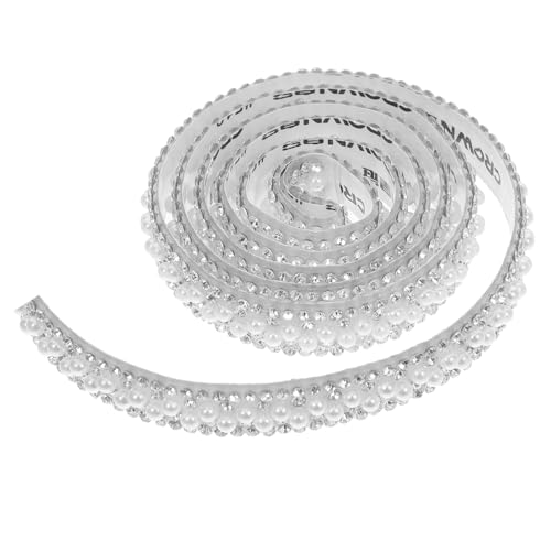 2 Rollen Perlen-strassstreifen-zubehör Selbstklebende Strasssteine Perle Strasskette Diamantband Strassaufkleber Kunstperlen-spitzenband Strass-stoff Kunststoff-strasssteine Silver DIYEAH von DIYEAH