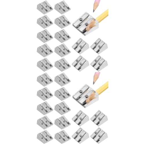 2 Sätze Bleistiftspitzer Aus Aluminiumlegierung Mini-druckeraufkleber Batteriebetriebener Bleistiftspitzer Doppelloch-bleistiftspitzer Elektrischer Schärfer Zinke 20 Stück * 2 DIYEAH von DIYEAH