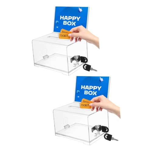 2 Stück Box Visitenkartenetui Klare Tombola-boxen Tombola-losboxen Mit Schlitz Eimer Spendenboxen Vorschlagen Event-tombola-boxen Klar Anregung Briefkasten Münze Transparent Acryl DIYEAH von DIYEAH