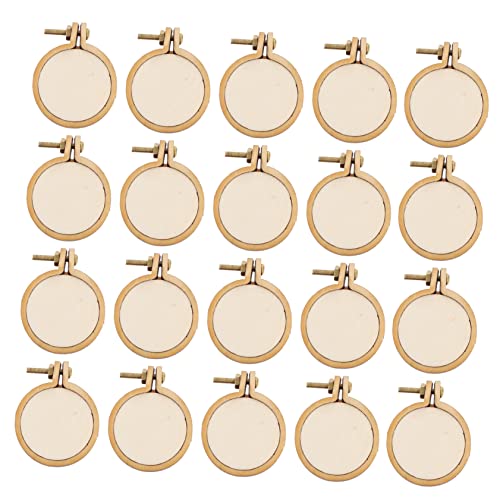 20 Sets Mini Stickrahmen Anhänger Stickrahmen Vintage Ornamente Mini Kranz Stickset Stickmaterial DIY Hängeanhänger Stickanhänger Schmuck Bastelanhänger DIYEAH von DIYEAH