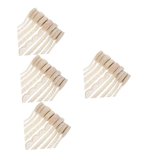 4 Sätze Spitzen Zubehör Vorhänge Stoff Satinband Chiffonband Vintage - Frauen Bastelzubehör Bastelmaterial Spitze Zum Nähen Kleidungszubehör Baumwollfaden Beige 9 Rollen * 4 DIYEAH von DIYEAH