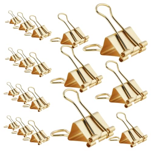 42St langer Schwanzclip bürobedarf büroklammern büromaterial multifunktionale clips Aktenklammern Buchclips Geldscheinklammern Clip für Dokumentenmappen Pappklammern Metall Golden DIYEAH von DIYEAH