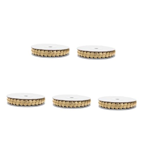 5 Rollen Sternband bastelideen bastelmaterial verpackungsband geschenkband Partydekoration Geschenkbänder Stern-Weihnachtsband Weihnachtsfeierband Gurtband aus Polyester Golden DIYEAH von DIYEAH