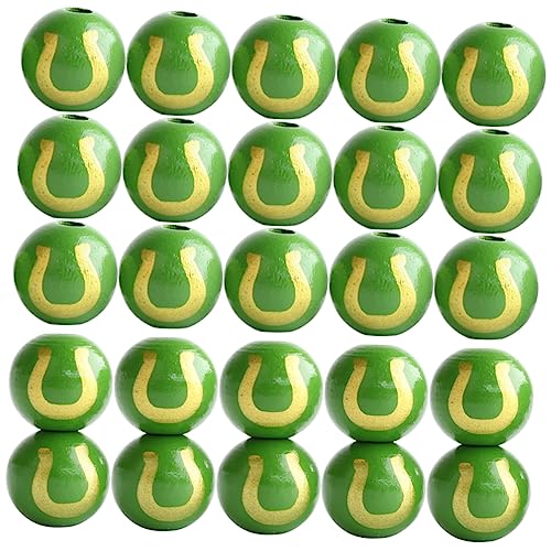 50 Stück Holzperlen Patrick-Party-Accessoire Patrick Day DIY Handwerk st patricks day dekoration wohnungseinrichtung Patrick Schmuckperlen Patrick grüne Perlen Lotusbaum Green DIYEAH von DIYEAH