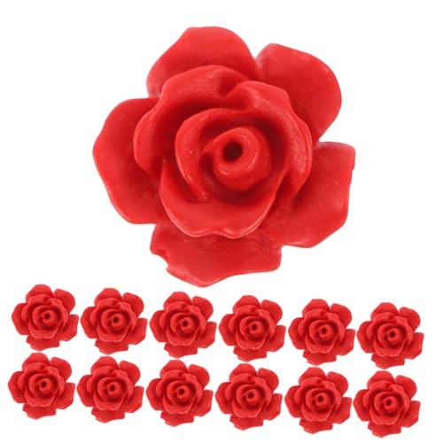 50 Stück Lose Rosenperlen Juwelen Rosen-Anhänger Makramee-Perlen dekoration weihnachten türdeko weihnachten Rosenarmbandperlen Perlen zur Herstellung von Accessoires rot DIYEAH von DIYEAH