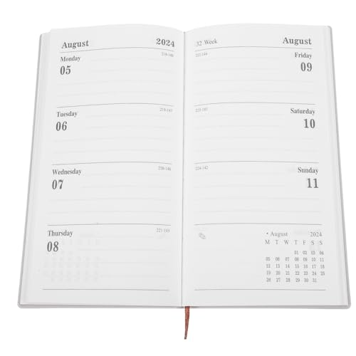 DIYEAH 1 Arbeitskalender Englisches Notizbuch 2024 Terminkalender To-do-Listenplaner liniertes Notizbuch lernplaner studienplaner Zeitplan-Notizblock effizienter Kalender Kunstleder Weiß von DIYEAH