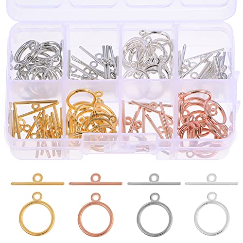 DIYEAH Schmuckherstellung Zubehör Schmuck Verschluss 1 Box Mit Toggle Schmuckverschlüssen Runden Verschlüssen Und Metallstangenverbindern Für Die Schmuckherstellung Ideal Für Armbänder Und Halsketten von DIYEAH