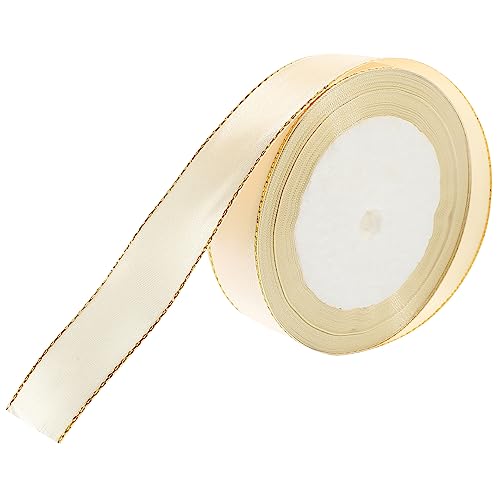 DIYEAH 1 Goldband Zeremonie Chiffon Exquisites Geschenkband Verdrahtet Herrscher Kreative Kuchenbänder Bausatz Streifen Künstlich Party-geschenkbänder Quaste Polyester Beige von DIYEAH