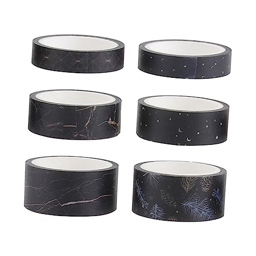 DIYEAH 1 Karton 6 Rollen Klebeband Zeitschrift Streifen Etikett Sammelalbum Spender scrapbook scheckheft Geschenkidee geschenkpakete hand DIY tape verpacktes Washi-Tape Papier Black von DIYEAH