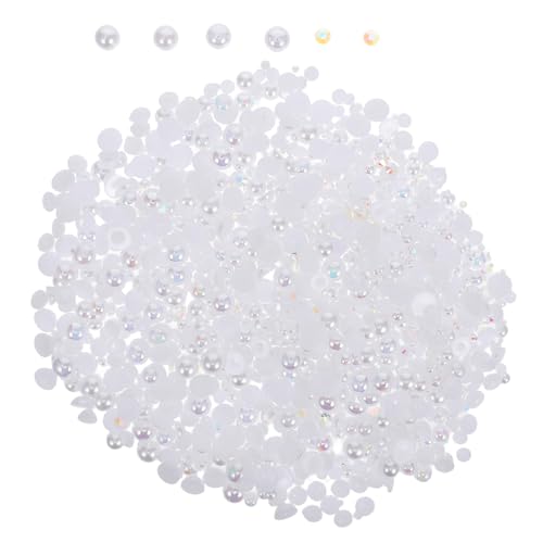 DIYEAH 1 Packung Diamant aus Perlenharz bastel zubehör bastelbedarf perlen set scrapbooking zubehör Schmucksteine Perlen- und Harz-Strasssteine, flacher Hintergrund Halbrunde Perlen Weiß von DIYEAH