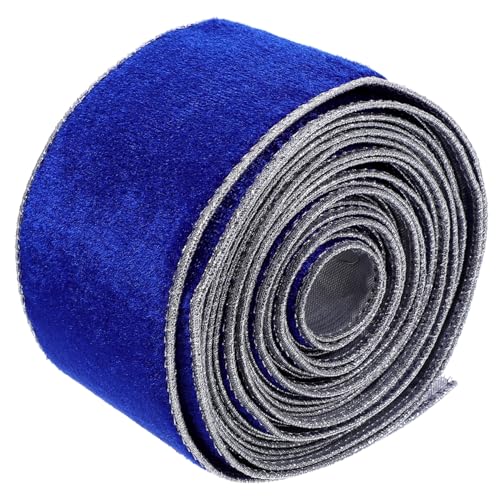 DIYEAH 1 Rolle Beflocktes Gurtband Strauß Spender königliches Band Hochzeitsband Geschenkband Party seidenband ribbon verschleißfestes Verpackungsband gestaltetes Paketband Polyester Blue von DIYEAH