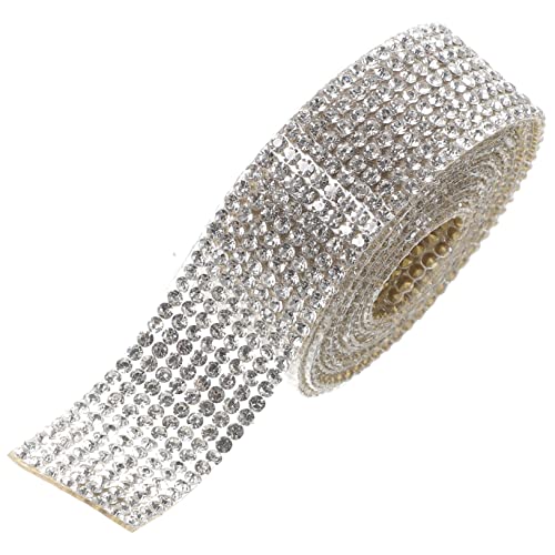 DIYEAH 1 Rolle Crystal Hot Diamond Diamantgürtel Chiffon Bänder Hochzeitsband weißes Band silberne Strasssteine Stolz rhinestones Strassband Strassaufkleber Diamantband Heißschmelzkleber von DIYEAH