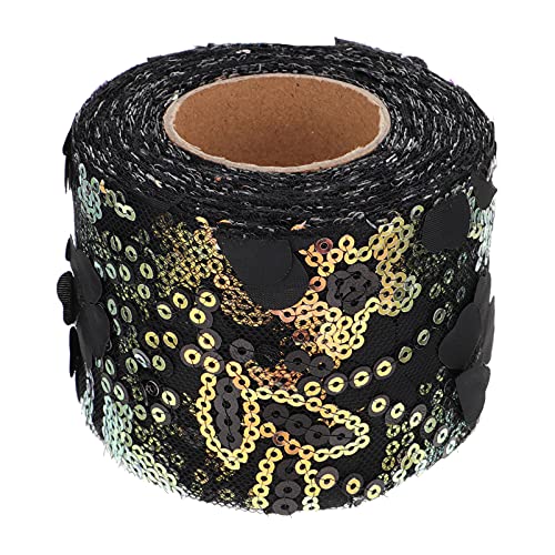 DIYEAH 1 Rolle Dekoratives Tüllgewebe Bögen Grün plissiertes Spitzenband Leinen Bausatz seidenband ribbon hairbands stickerei Band zum Nähen selber machen -Gurtband Polyester Black von DIYEAH