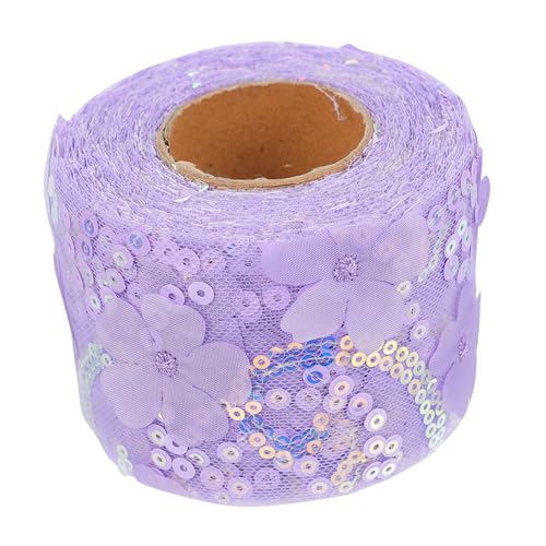 DIYEAH 1 Rolle Dekoratives Tüllgewebe Leinensack durchsichtiges Drahtband Streifen Dekoration Edelsteine seidenband ribbon Paillettenband für DIY -Gurtband Polyester Lavender von DIYEAH