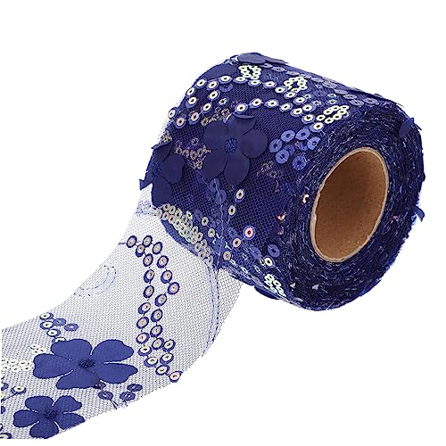 DIYEAH 1 Rolle Dekoratives Tüllgewebe rosa Schleife Spitzenbänder zum Basteln Strauß Grün seidenband ribbon Band zum Nähen selber machen Kopfbedeckungsband selber machen Polyester Blue von DIYEAH