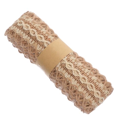 DIYEAH 1 Rolle Geflecht Aus Hanfseil Sackleinen Schnur Quasten Bausatz Stoff Spitzenband Doppelt Weihnachtsleinenband Säumen Weihnachtsband Trimmen Trimmt Pfingstrosen Stifte Khaki Jute von DIYEAH