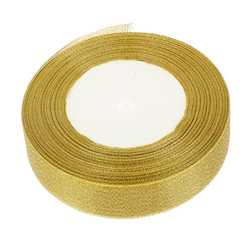 DIYEAH 1 Rolle Glitzer-Gurtband Wickelband Juteband Pfingstrosen Bänder seidenband ribbon bandalette farbband professionelles Geschenkband professionelles Blumenband Polyester Golden von DIYEAH