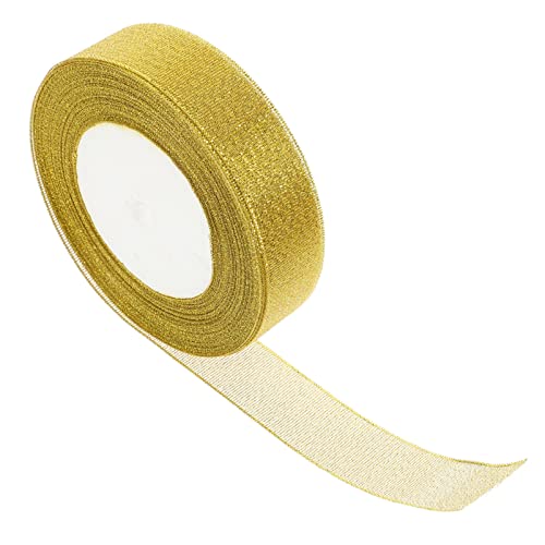 DIYEAH 1 Rolle Glitzer-Gurtband seidenband ribbon blumenkränze ehering stitsch farbig Hochzeitsdekorationen für die Zeremonie Geschenkband basteln dekoratives Blumenband Polyester Golden von DIYEAH