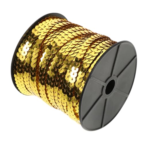 DIYEAH 1 Rolle Goldene Flache Paillettenstreifen Paillettenbesatz Paillettenstoff Pailletten Zum Basteln Glitzer-pailletten-fransenbesatz Goldfransen Goldener Paillettenschal Goldrand Pvc von DIYEAH