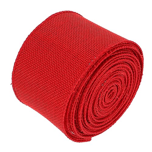 DIYEAH 1 Rolle Gurtbandimitat aus Leinen Bänder zum Basteln rustikales Sackleinenband Band zum Verpacken Paillette Samtband seidenband ribbon Wickelband dekoratives Band Polyester rot von DIYEAH