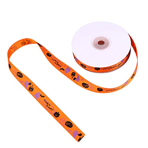 DIYEAH 1 Rolle Halloween-Geschenkband Party Herbstband verdrahtetes Band fallen Halloween-Aufkleber geschenkband halloween halloween-dekoration Verpackungsband Wickelband Polyester Orange von DIYEAH