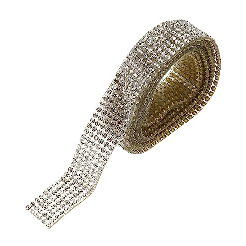 DIYEAH 1 Rolle Klebebohrer Randbereich Blau Strass-wraps Funkelnde Aufkleber Dekorationen Tisch Hochzeits-diamantband Perlen Diamant-strass-bling-band Chiffon Strassbandgürtel Harz Weiß von DIYEAH