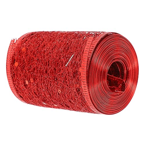 DIYEAH 1 Rolle Mesh-Dekorationsband wellig ästhetische Raumdekoration Spitzenband Haarband seidenband ribbon hochzeitsdeko urlaub basteln DIY band DIY Band zur Dekoration Polyester rot von DIYEAH