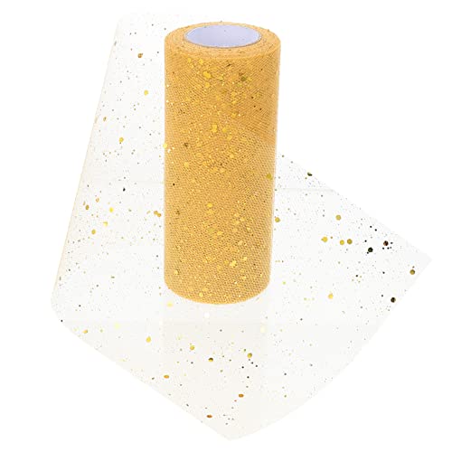 DIYEAH 1 Rolle Pulvernetz Rollgarn doppelt Fälschung Golddekor Rock Wand hochzeitsdeko pailletten bastelset blumenstrauß glitzerndes Netzband Material für Kopfbedeckungen Polyester Golden von DIYEAH