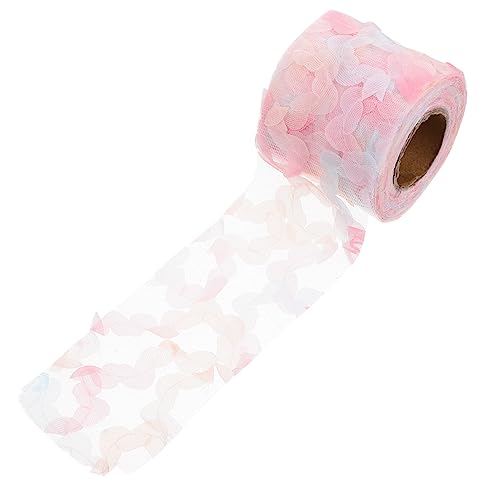 DIYEAH 1 Rolle Rosen aus Chiffongarn seidenband bandfeile dekoringe Braut Kopfbedeckung Zackenleiste zum Nähen geschenkband Vintage DIY handgemachte Spitze bestickte Spitze Polyester Rosa von DIYEAH