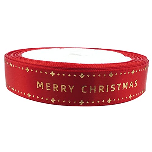 DIYEAH 1 Rolle Schleife ribbon bandfeile verpackungen für christmas decoration weihnachtsverpackungsband rotes Band Frohe Weihnachten bedruckte Bänder Geschenkband Polyester von DIYEAH