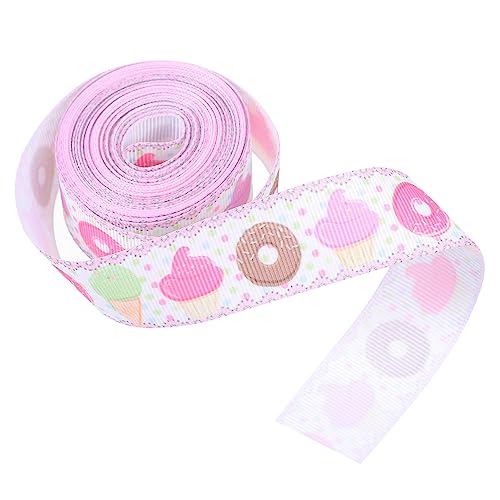 DIYEAH 1 Rolle Schleife süß Gummibärchen Zapfen Eisdekorationen Eiscreme-Happy-Birthday-Banner ribbon ripsband Geschenkbandrolle sommerdeko bandfeile Geschenkverpackungsband Polyesterband von DIYEAH