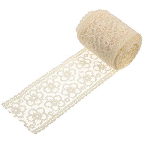 DIYEAH 1 Rolle Stickerei Spitze Schal Mesh-kleid Kunst-glitzer Tüllstoff Mehrfarbig Weißes Maxikleid Schleife Vintage Spitzenband Breiter Spitzenbesatz Bänder Zum Basteln Beige Milchseide von DIYEAH