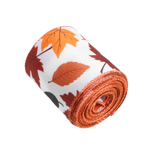 DIYEAH 1 Rolle Thanksgiving-Geschenkband Festliche Bänder Herbstbänder für Bastelarbeiten Thanksgiving Dekoration Herbst-Ahornband Schwarzes Brett mit Herbstblättern Schleife Stoff Orange von DIYEAH