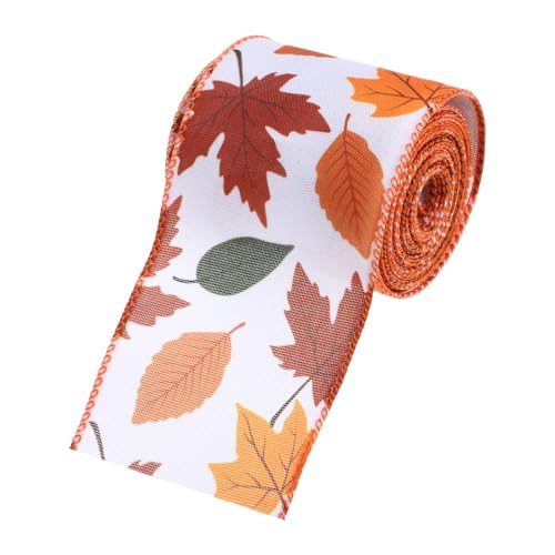 DIYEAH 1 Rolle Thanksgiving-geschenkband Diy-bänder Bänder Dekorationen Ahornblätter-pinnwandränder Bänder Für Thanksgiving-band Mit Draht Herbstliche Accessoires Partybänder Stoff Orange von DIYEAH