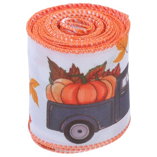 DIYEAH 1 Rolle Thanksgiving-geschenkband Thanksgiving-bastelband Herbstblätter-pinnwandränder Kürbisband Ahornblätter-pinnwandränder Erntefest-verpackungsbänder Partygeschenk Stoff von DIYEAH