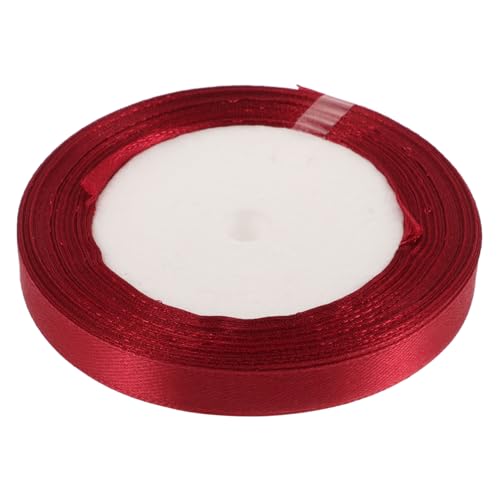 DIYEAH 1 Rolle Weinrotes Band Ballonband Weihnachtsband Bänder Blumenstraußband Stoff Satinband Rotes Kräuselband Kranzband Listones Para Eternas Polyester von DIYEAH