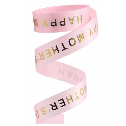 DIYEAH 1 Rolle muttertagsband Gegenwärtig Babyband Muttertagsgeschenke Mama-Bänder Blumendekor geschenkband pink Rosa Geschenkband DIY Geschenkband dekoratives Band DIY-Bänder Polyester von DIYEAH