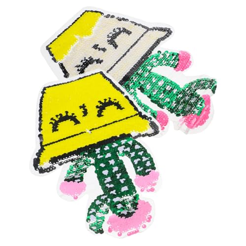 DIYEAH 1 Satz 1 Set Aufkleber Dekoration Quiltzubehör Kleidung Patch Pailletten Patch Cartoon Patch Aufnäher Aufbügler Applikation Kleidung Patch Cartoon Kaktus Patch DIY Patch Grün 2Stk von DIYEAH